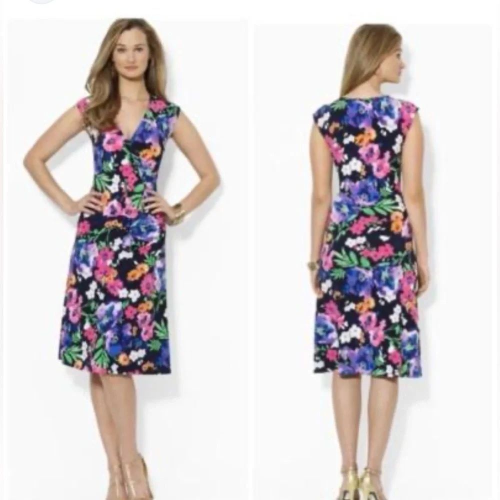 Lauren Ralph Lauren Floral Surplice Midi Dress size S